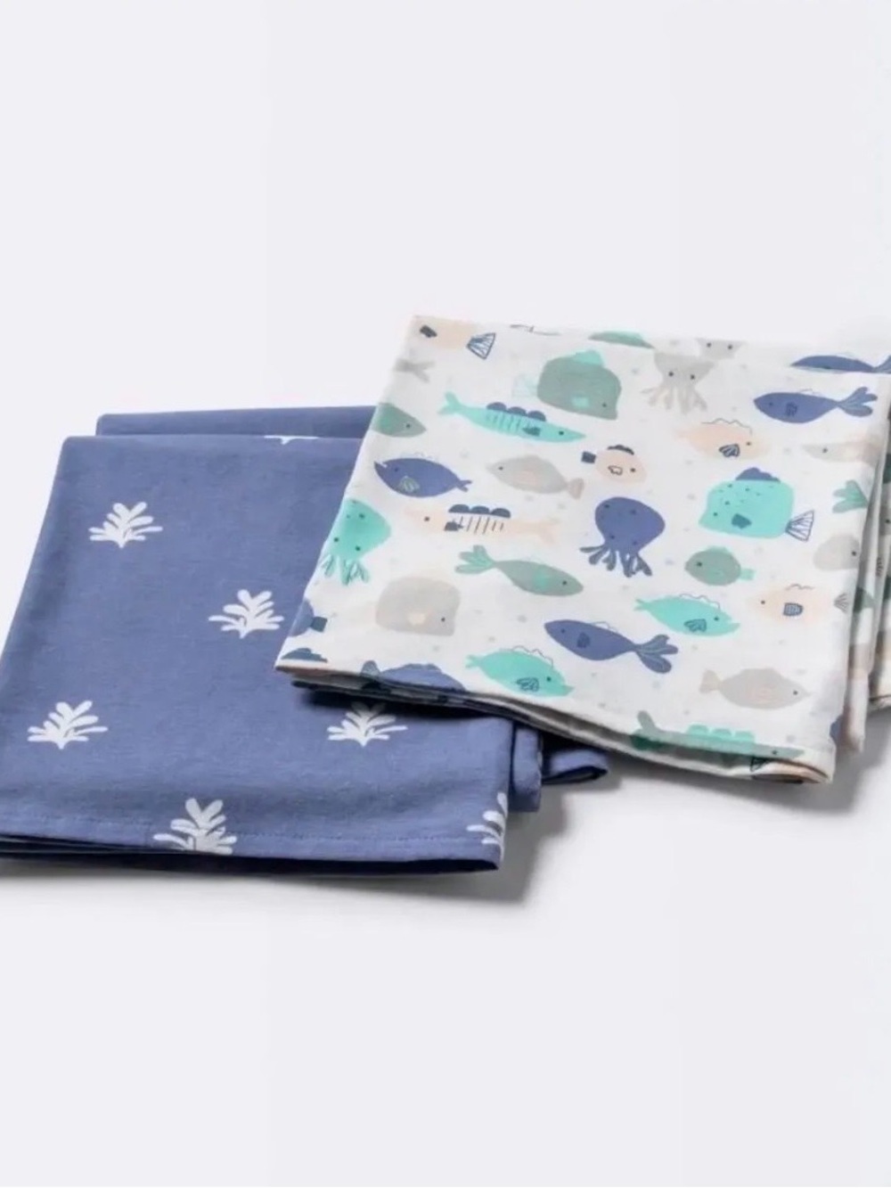 Cloud Island Blue & Aqua Sea Life Flannel Cotton Swaddle Set